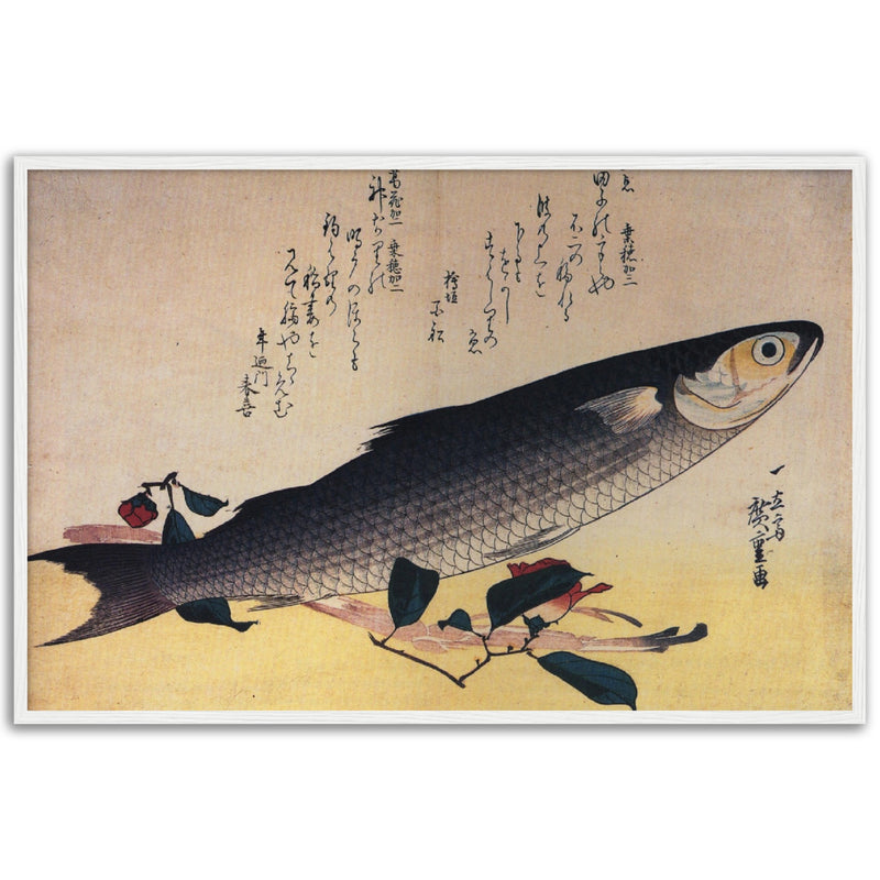 Grey Mullet and Camellia Print by Hiroshige