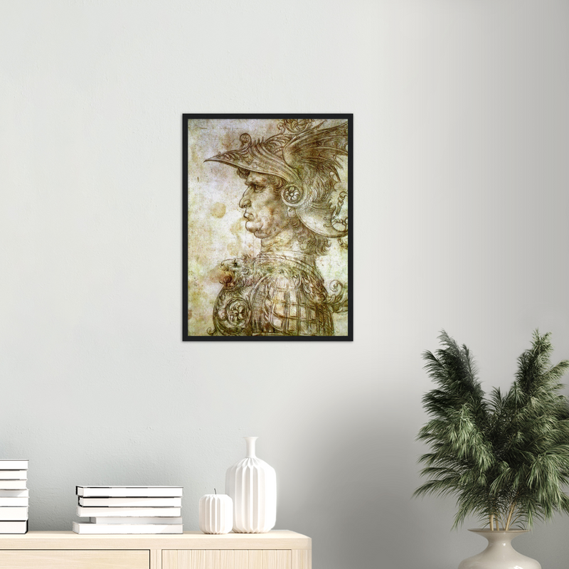 Warrior with Helmet Art Print by Da Vinci