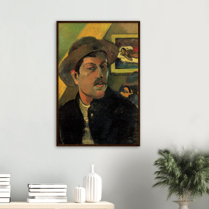 Self Portrait in a Hat Print by Gauguin