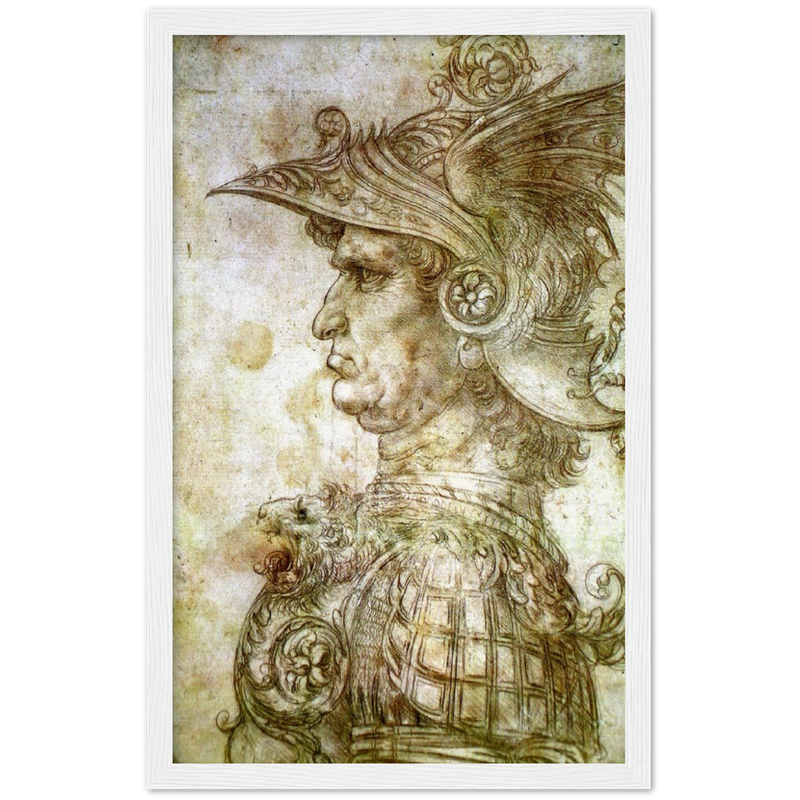 Warrior with Helmet Art Print by Da Vinci