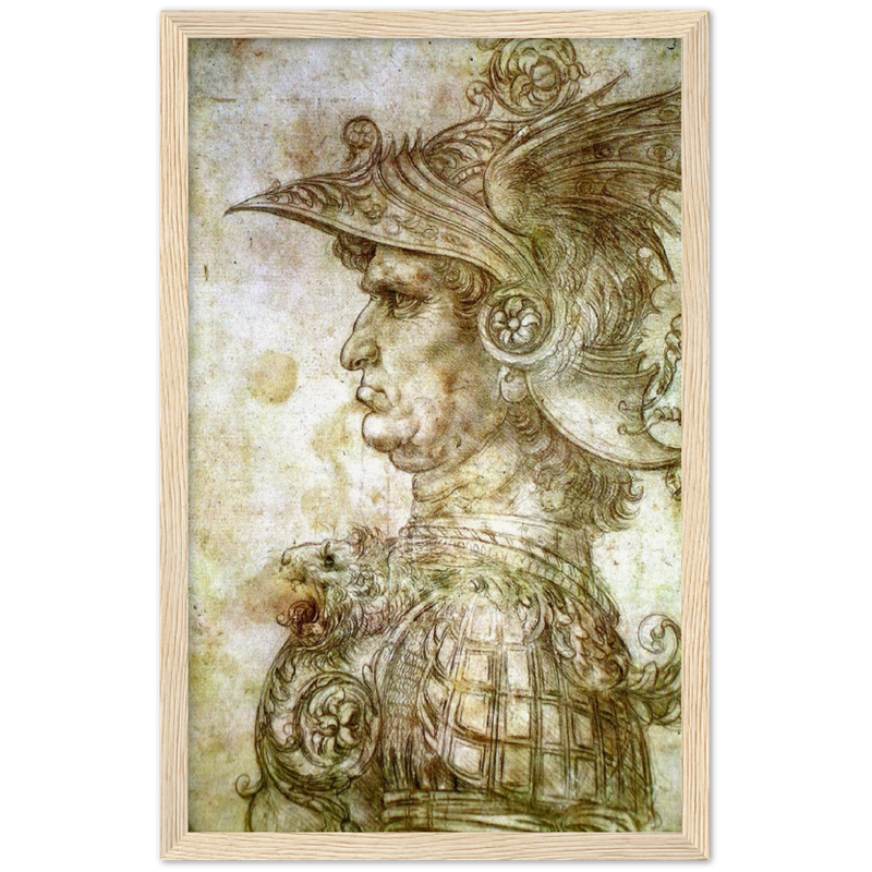 Warrior with Helmet Art Print by Da Vinci